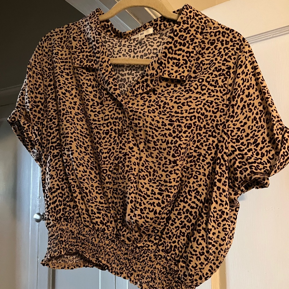 BP Cheetah print crop button up